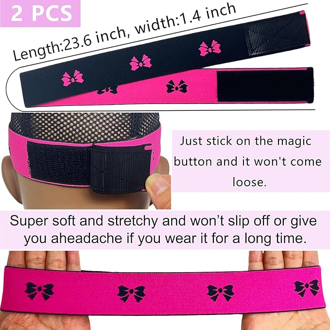 Elastic Bands For Wig Band For Edges 2 Pcs Lace Melting Band For Wigs Elastic Band For Lace Frontal Melt Adjustable Magic Buckle Edge Wrap To Lay Edges Keeping Wig Grip Wig Accessories