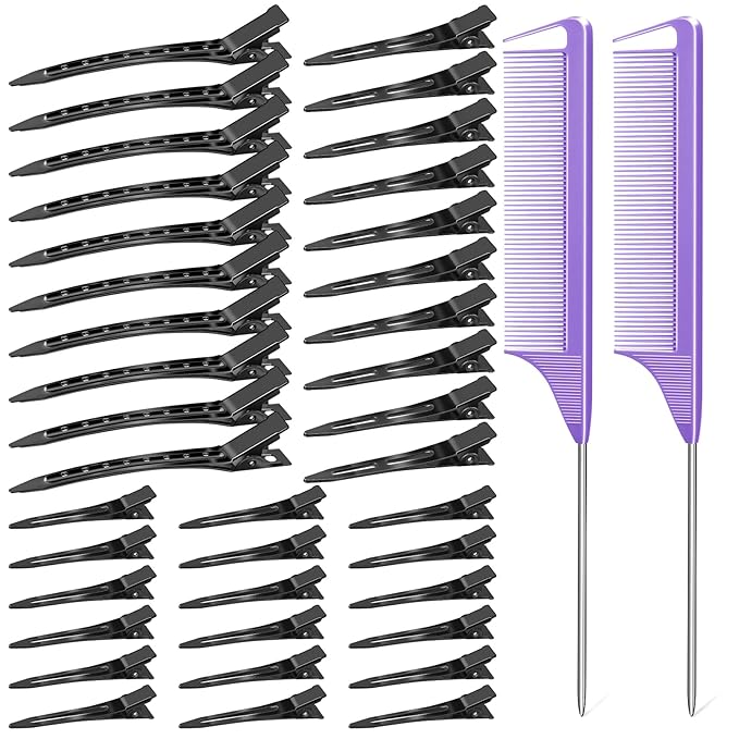 70pcs Women's Hair Accessories Set - MORGLES Black Flat Clips, Combs for Stylists, Alligator Clips for Rollers and Coloring Salons