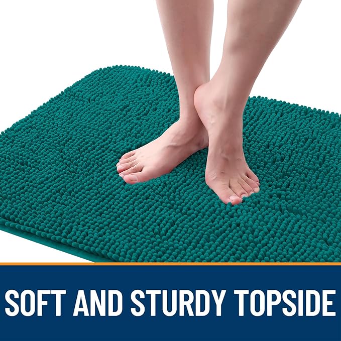 OLANLY Dog Door Mat for Muddy Paws 47x24, Absorbs Moisture and Dirt, Absorbent Non-Slip Washable Doormat, Quick Dry Chenille Mud Mat for Dogs, Entry Indoor Entryway Carpet for Inside Floor, Lake Blue