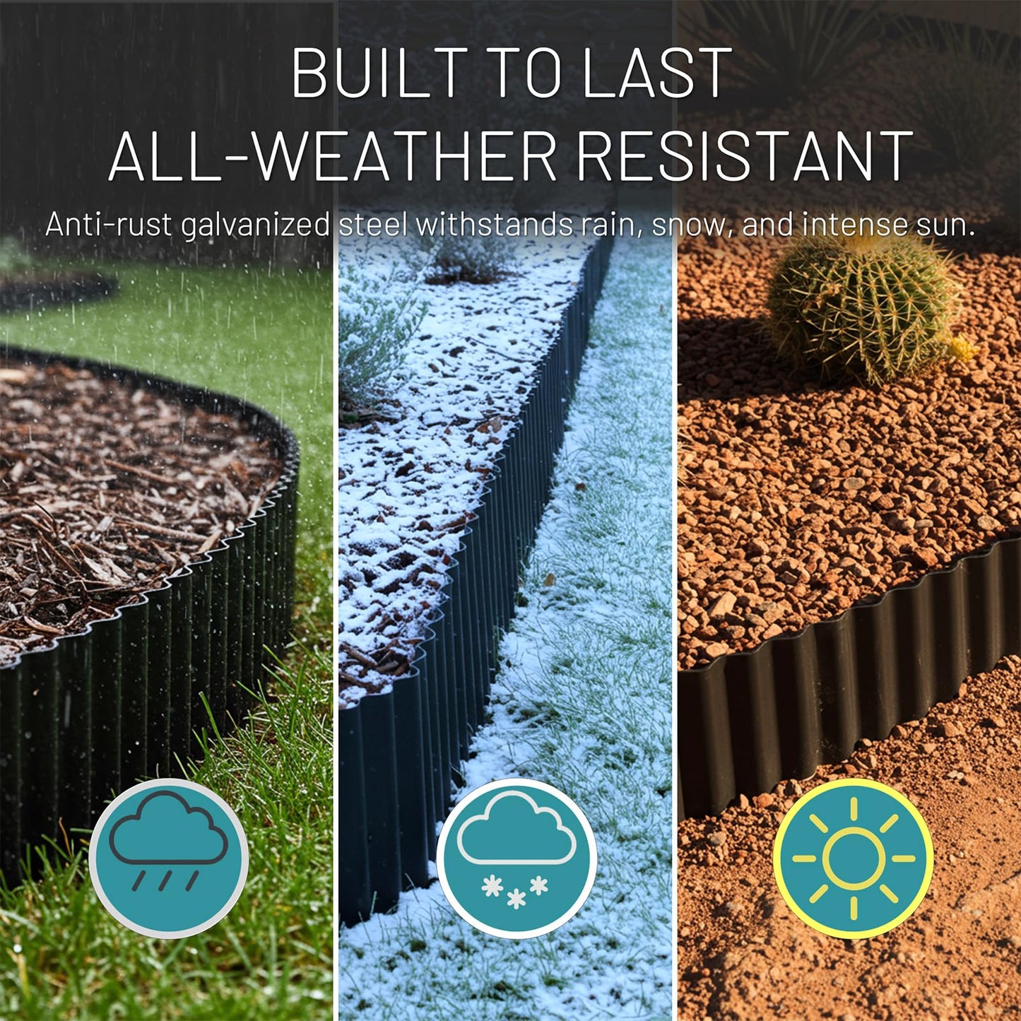 40FT x 8IN Flexible Corrugated Metal Garden Edging Roll, Rust Resistant Galvanized Steel Landscape Border, Flexible Lawn Edging for Flower Beds, Pathways & Outdoor Landscaping
