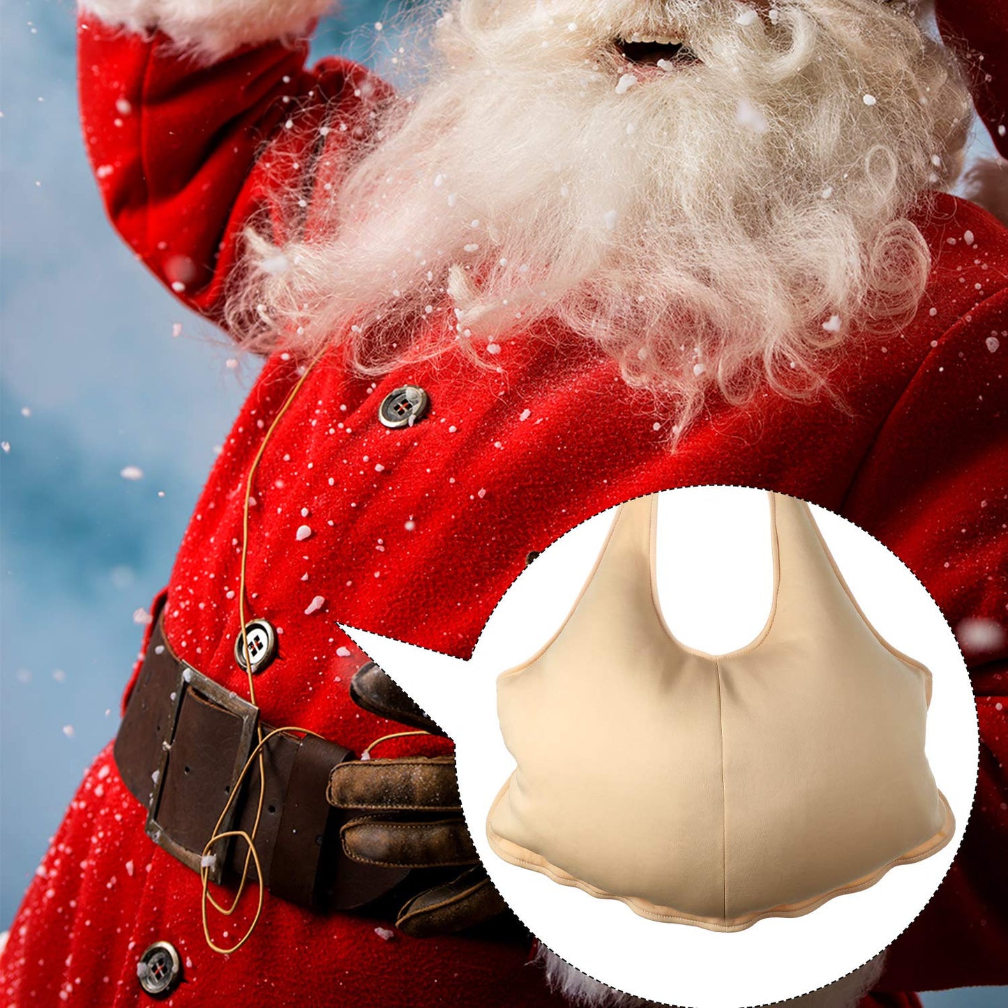 SATINIOR Santa Claus Suit Men's Unisex Padded Belly Stuffer Santa Belly Costume for Christmas Halloween Cosplay (Beige,19 x 14 Inches)