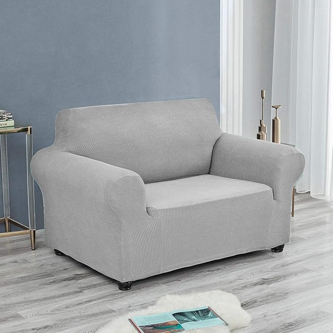 Joccun Stretch Chair Couch Cover,1-Piece Sofa Slipcover Spandex Jacquard Fabric Sofa Covers with Elastic Bottom,Washable Furniture Protector for Dogs,Cats,Kids(Armchair, Wide 35" - 55",Silver)