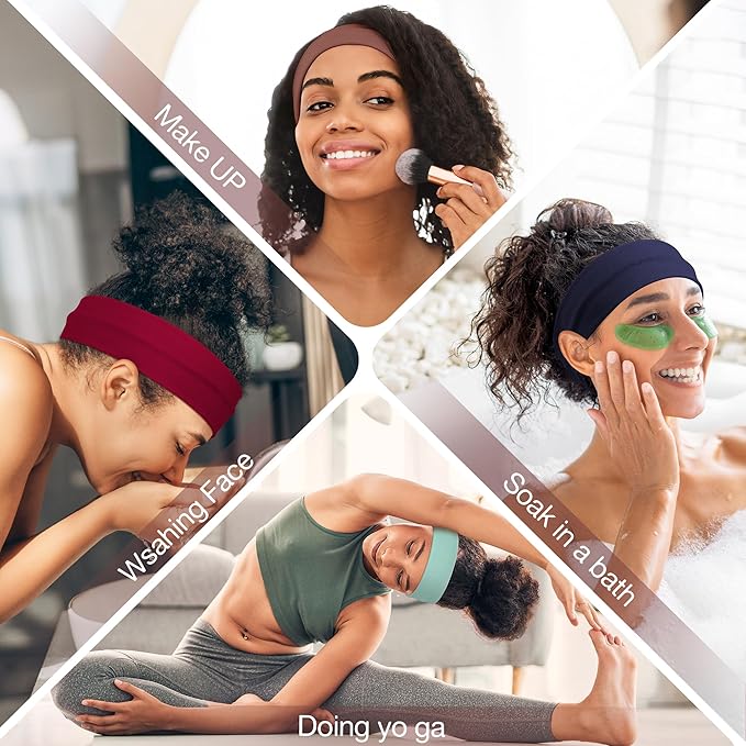 Ztomine 8 Pack Headbands for Women Non Slip - Stylish Sports Hair Bands for Women's Hair - Soft Cotton Cloth Stretchy Headbands for Women for Yoga, Outdoor Exercise Running