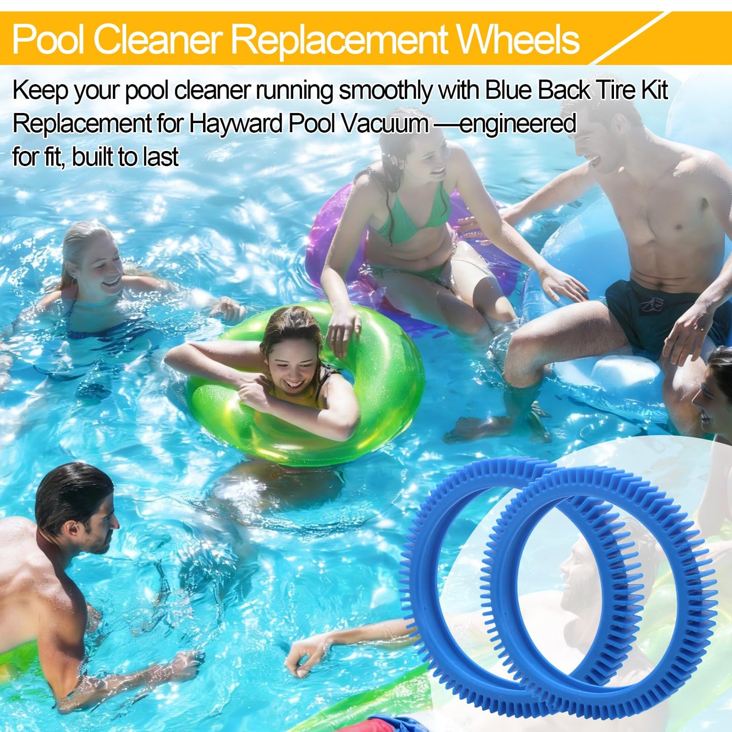 Pool Cleaner Tire Combo Kit for Hayward Pool Vacuums fit for Poolvergnuegen with Super Hump Front 896584000-143 and Rear Tires 896584000-082 Robot Vacuums(2pcs front tires + 2pcs back tires)