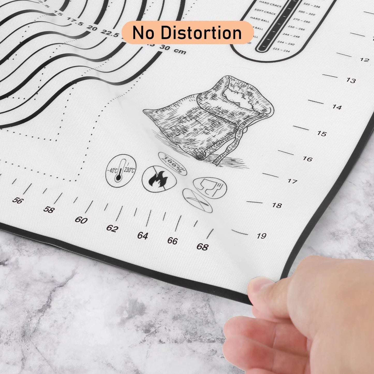 Silicone Pastry Mat - Non-Slip with Measurement Baking Mat for Fondant/Rolling Dough/Pie Crust/Pizza and Cookies - Oven Liner/Counter Mat/Kneading Mat,24" x 32", Black