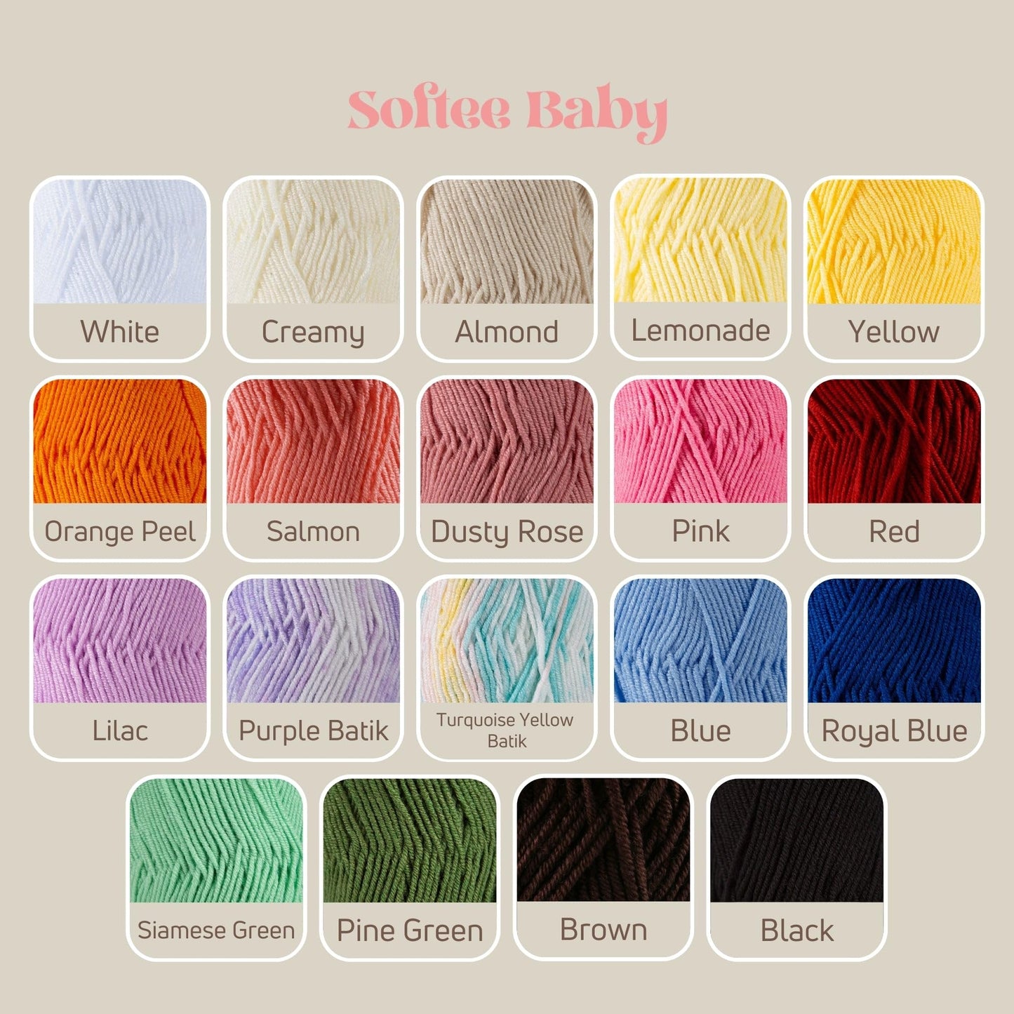 3 Skeins of Sensy Softee Baby Yarn, 3.5 oz, 275 Yards, Gauge 3 Light (Turquoise Yellow Batik)