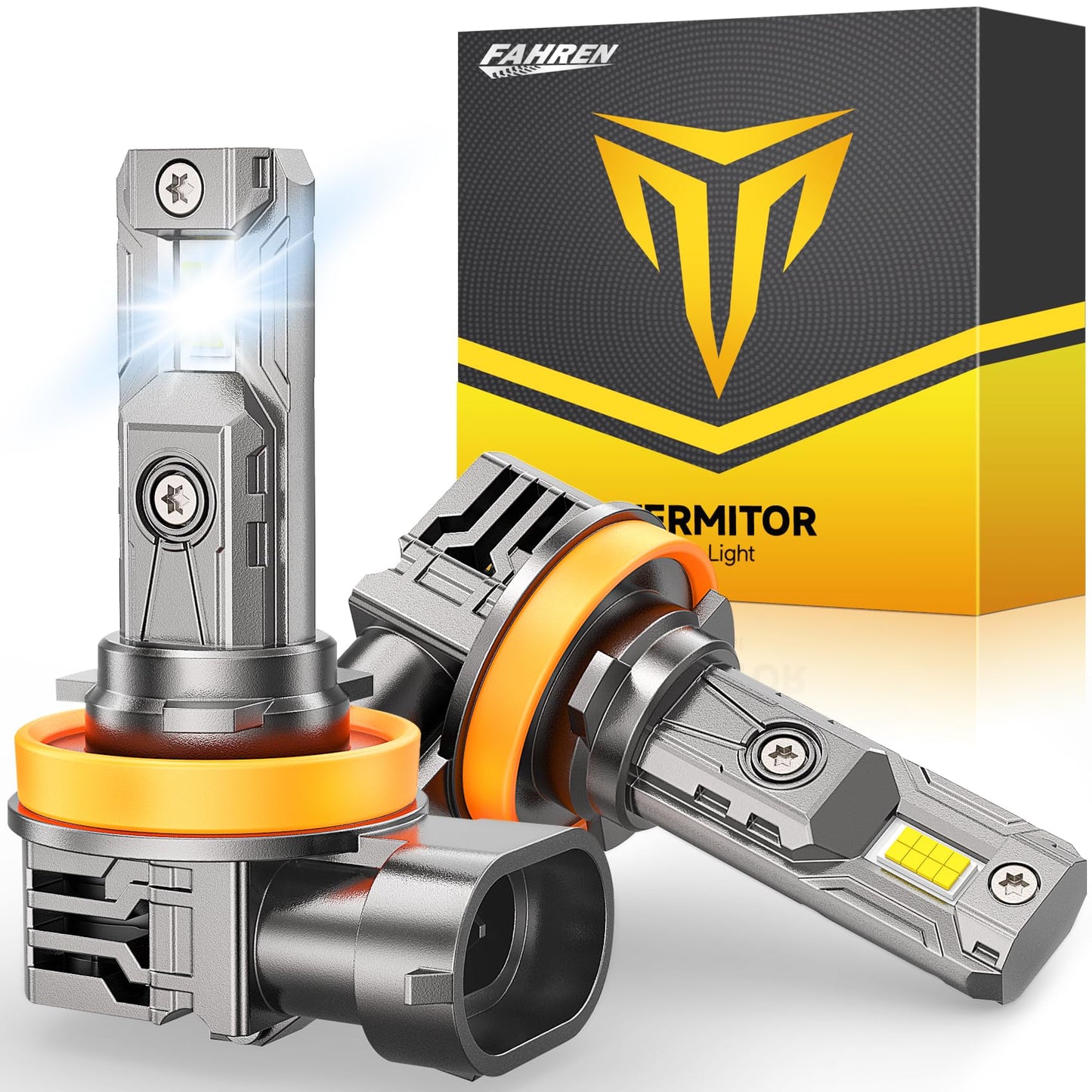 FAHREN 2026 Upgraded H11 light Bulb 45000LM 900% Brighter 6500K White Super Bright, 1:1 H11 Mini Size Fog Lights Plug & Play No Adapter Required, Canbus Ready, IP68 Waterproof, Pack of 2.