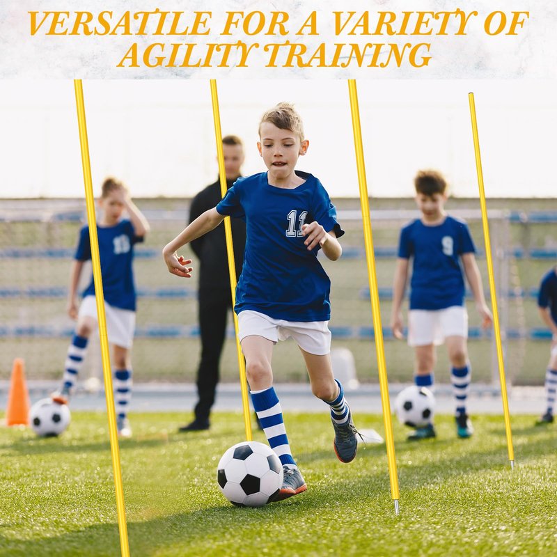 Blulu 10 Pcs 5/10/30pcs Training Agility Poles 5ft Adjustable Soccer Training Poles Soccer Sticks Agility Equipment for Football Sport Football Speed (Yellow)