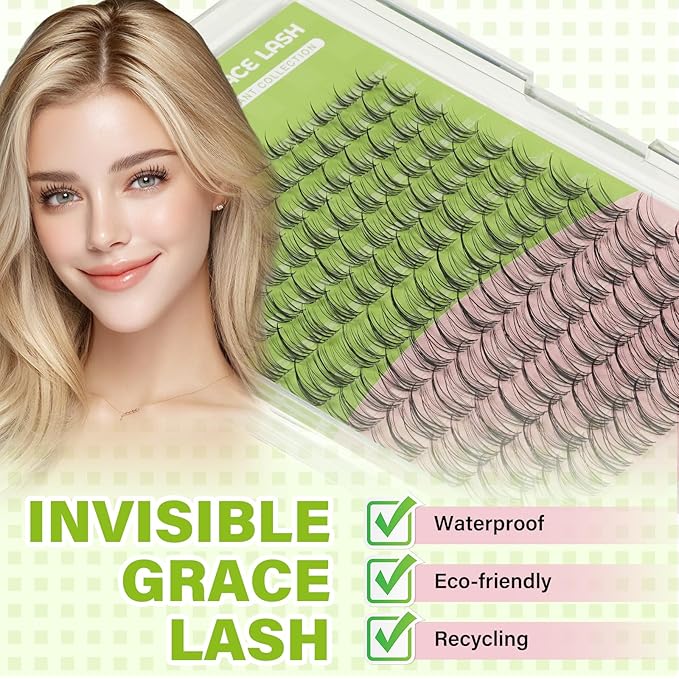 KEYYOU Naiad Lash Clusters Fairy Eyelash Extension C Curl 144Pcs Eyelash Extension Wispy Natural Invisible Band Lash with Waterproof DIY Lash Extension at Home(Naiad-C-8-16MIX)