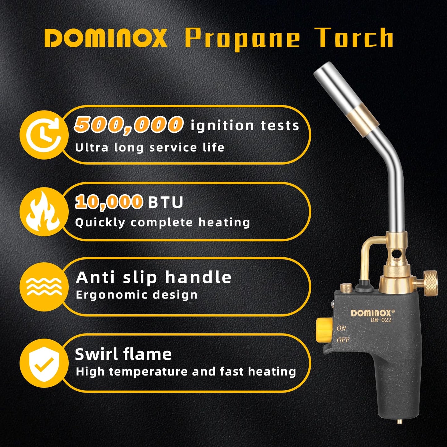 DOMINOX 5 Packs Propane Torch for MAP, MAPP and Propane Tank, High Intensity Trigger Start Torch, for Soldering, Ignition, Cooking, Lighting