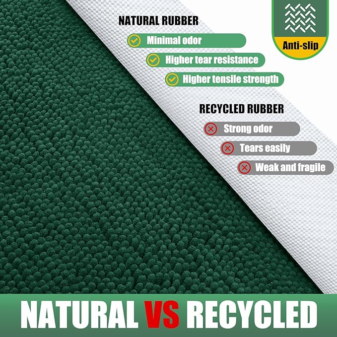 IM HOME Chenille Absorbent Outdoor Doormat 30" x 20", Washable Muddy Door Mats for Dog Non Slip Indoor Doormat Dog Mat for Muddy Paw Front Inside Doormats for Entryway Green