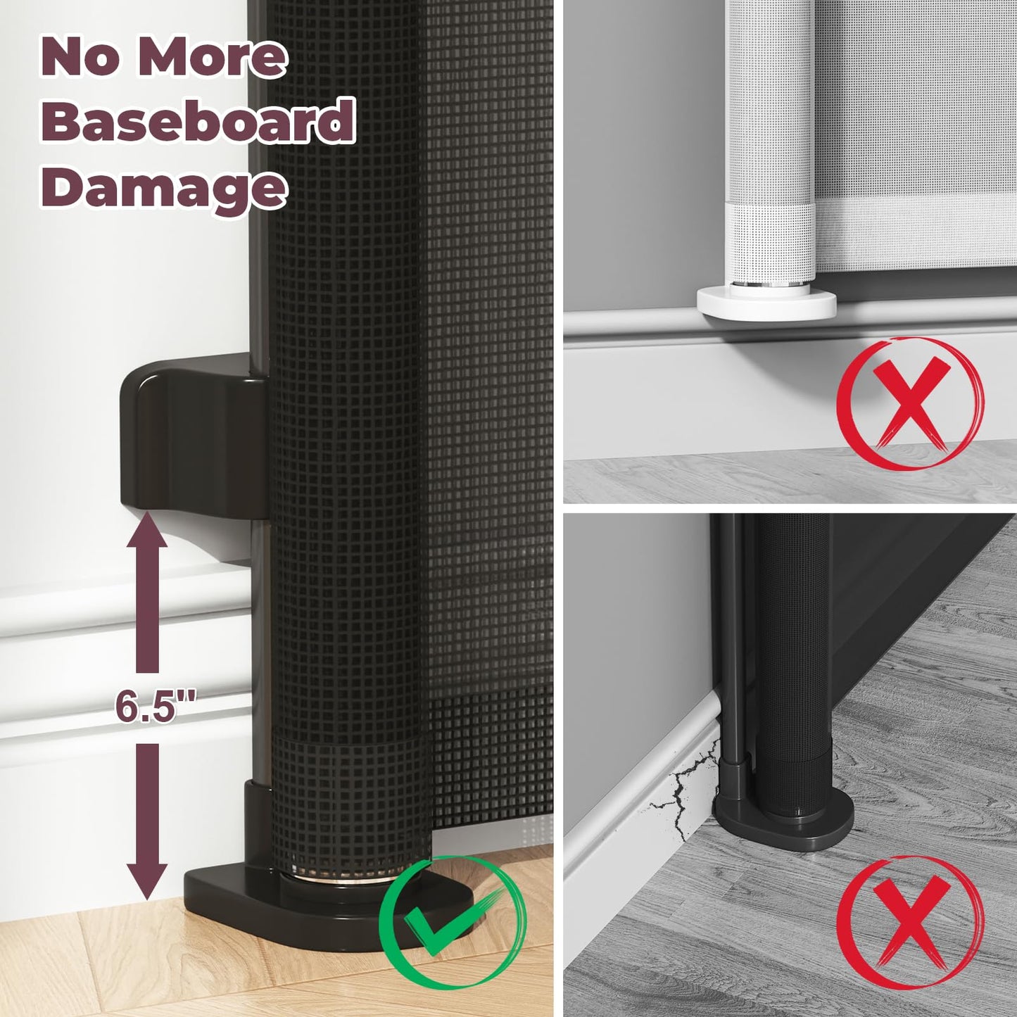 Cideny 42" Extra Tall Retractable Baby Gates for Stairs, 76" Wide Dog Gate Indoor Outdoor for Doorways Deck Kitchen, Long Mesh Safety Gate for Child Toddler, Prevent Pet from Jumping Over, Black