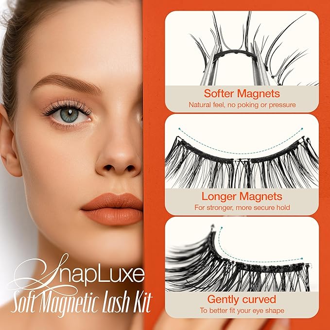 LASHVIEW Upgrade Magnetic Eyelashes with Applicator Soft Magnetic Eyelashes Natural Look Reusable No Glue Needed Easy to Wear and Remove (YT01)