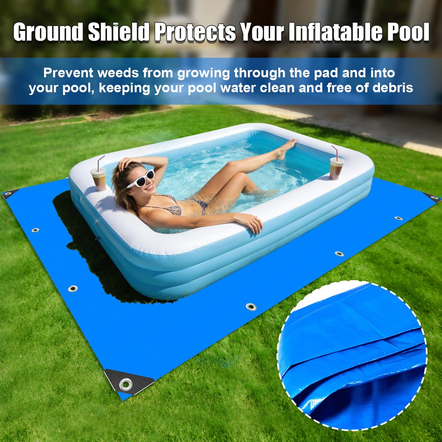 Protection Tarp for Inflatable Tanning Pool Lounger Float 102.3"x72.8" Adults Pool Floats Pad Rectangle Inflatable Pool Liner Pad for Sunbathing Water Bed Lounge Tanning Chair Thickened Mat