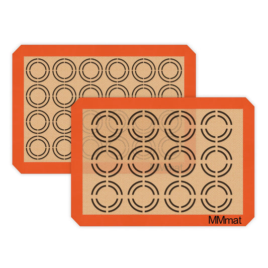 MMmat Silicone Baking Mats - Best German Silicone - Non Slip Silicone Baking Sheet, Non Stick Reusable Silicone Mats for Baking, Oven Liner, Counter Mat - 2 Half Sheets Cookie Baking Mats