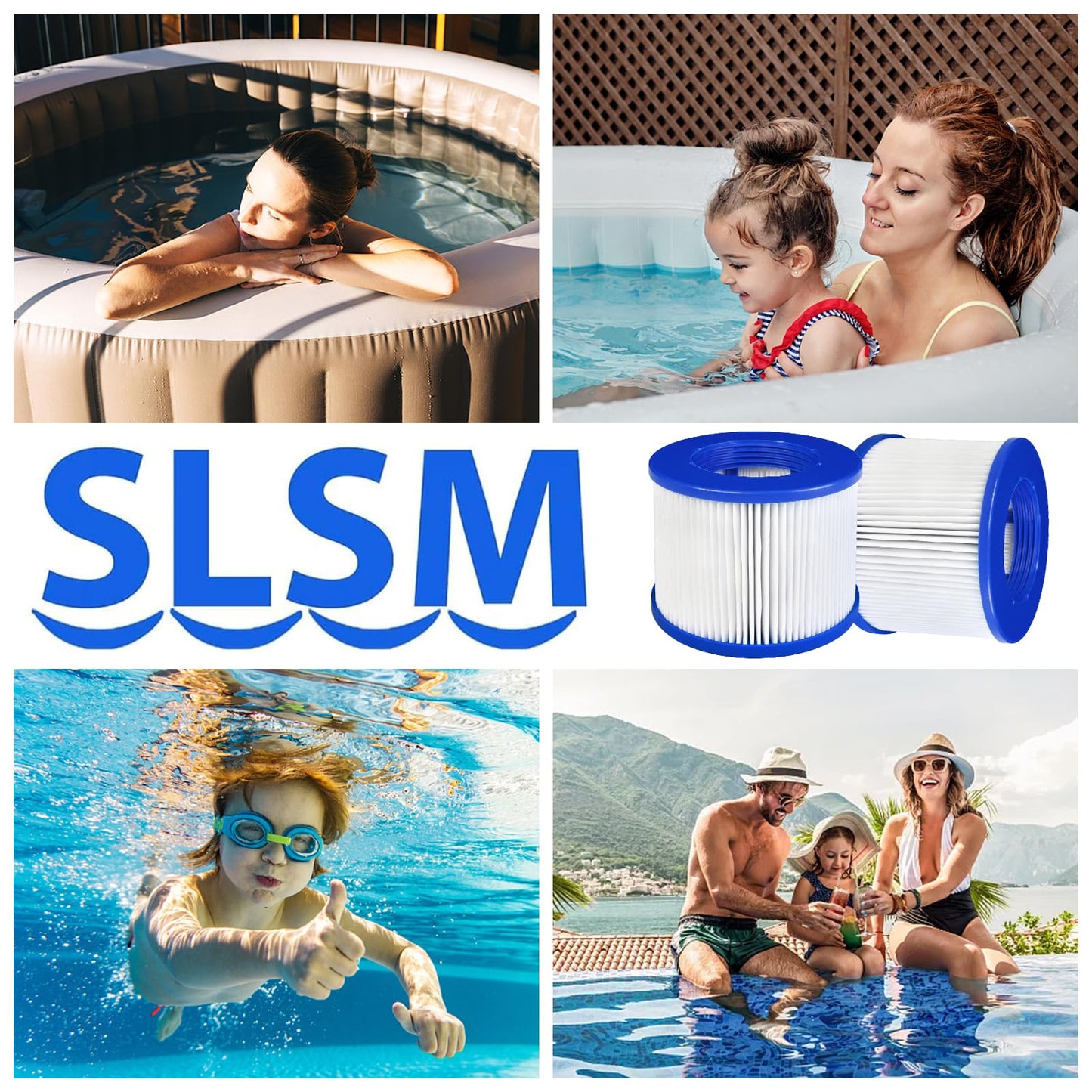 SLSM Screw-in Hot Tub Filter Cartridges Replacement for All RELXTIME, ALEKO, Wejoy, Aquaspa Spa,Clever Spa Filter,Threaded Filter for Inflatable Hot Tubs & Massage Pools (12 Pack)
