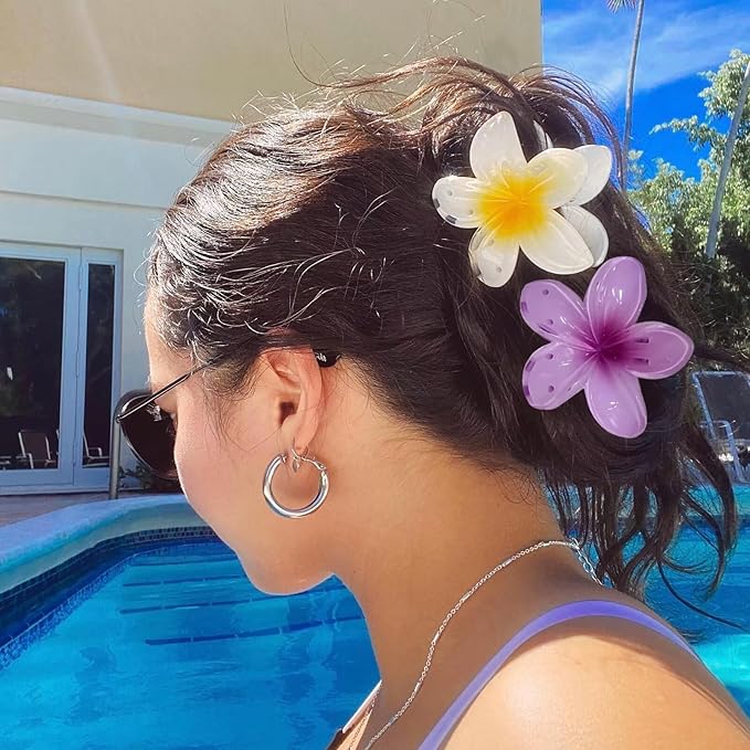 Large Claw Clips for Thick Hair - Strong Hold Nonslip Hawaiian Flower Hair Accessories, Banana Clip for Thin Hair