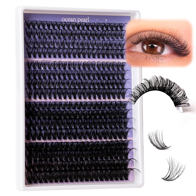 Ocean Pearl Lash Clusters 320PCS 12-20MM 30D+40D+80D+100D Lash Extension Kit Lashes Clusters Eyelashes Cluster Eyelash Extensions Thick Individual Lashes Kit with Lash bond&seal&remover&tweezer-4