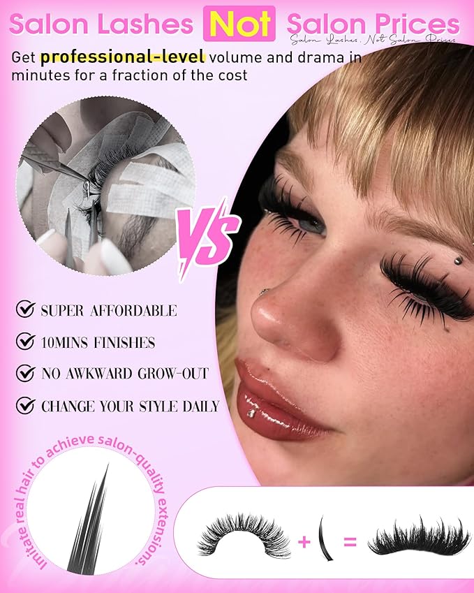 Wispy Lash Clusters with Spikes Volume Eyelash Clusters with 2 Styles Bottom Lashes 100D Mink Cluster Eyelash Extensions 380PCS Spiky Individual Lashes with Bottom Lash Clusters by Boahankuke