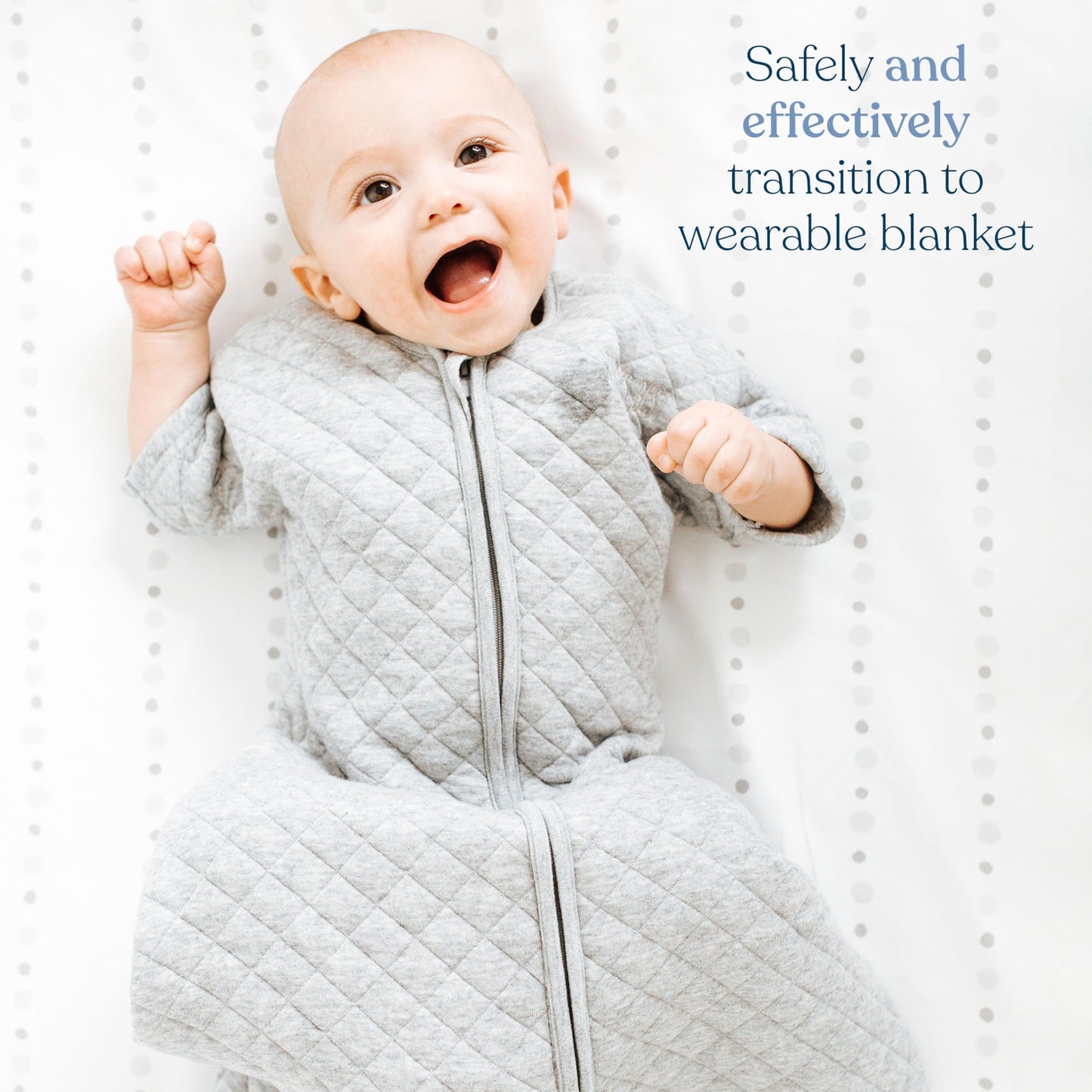 HALO Easy Transition SleepSack, Baby Sleep Sack Wearable Blanket, 100% Cotton, Soft & Breathable, 1.0 TOG, Helps Transition from Swaddle for Infants, Heather Blue, Small