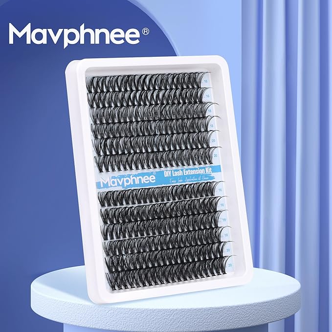 Lash Clusters 240 Pcs Individuals Eyelash Extensions 16-20MM Dramatic Long Fluffy D-Curly Lash Extensions Pack by Mavphnee (40D+50D)
