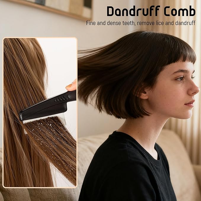Belongtous Dandruff Lice Flea Hair Brush Comb Set, 3 In 1 Professional Nit Comb Kit, Massage Paddle Brush Scalp Massager for Hair Growth, Shower Detox Head Massage Tool Women Men Kids