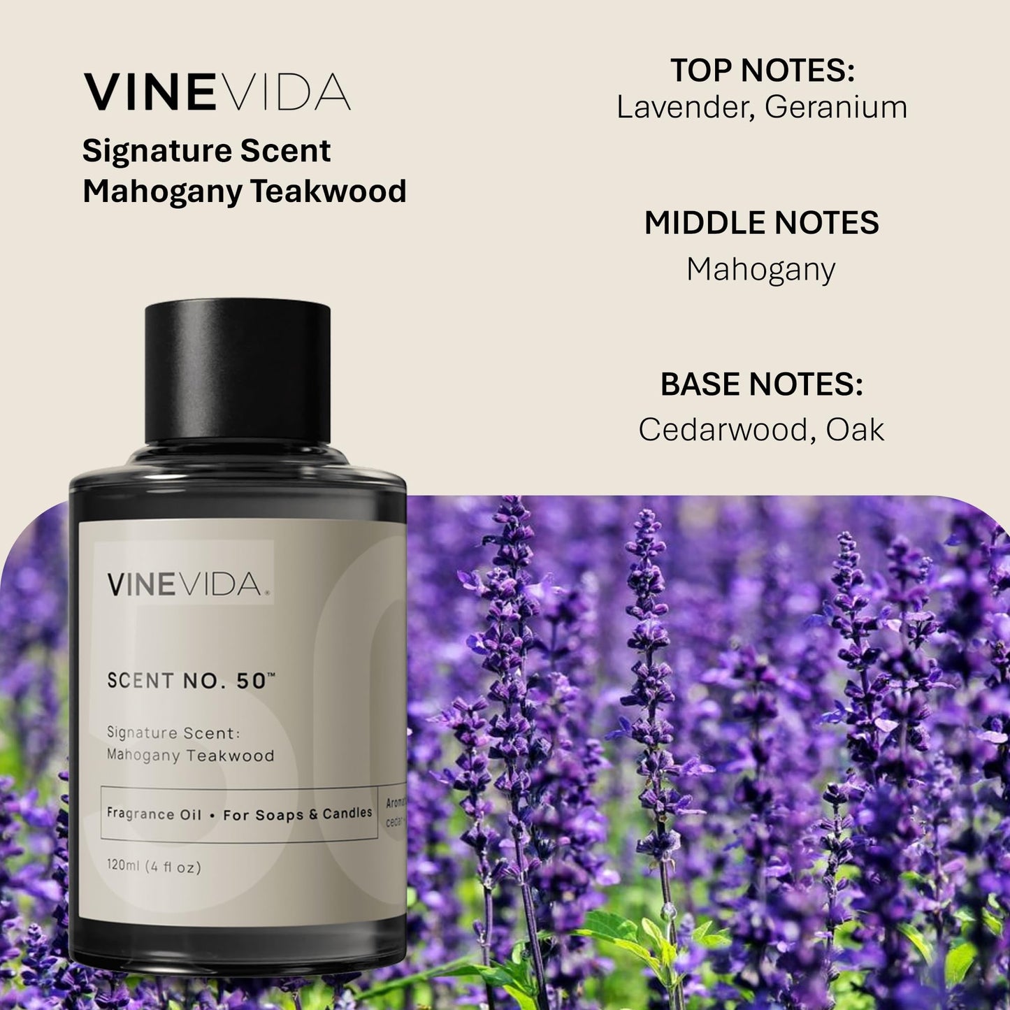 VINEVIDA [4oz] Mahogany Teakwood Fragrance Oil for Candle Making and Soap Making - Premium Candle Scents for Soy Candles