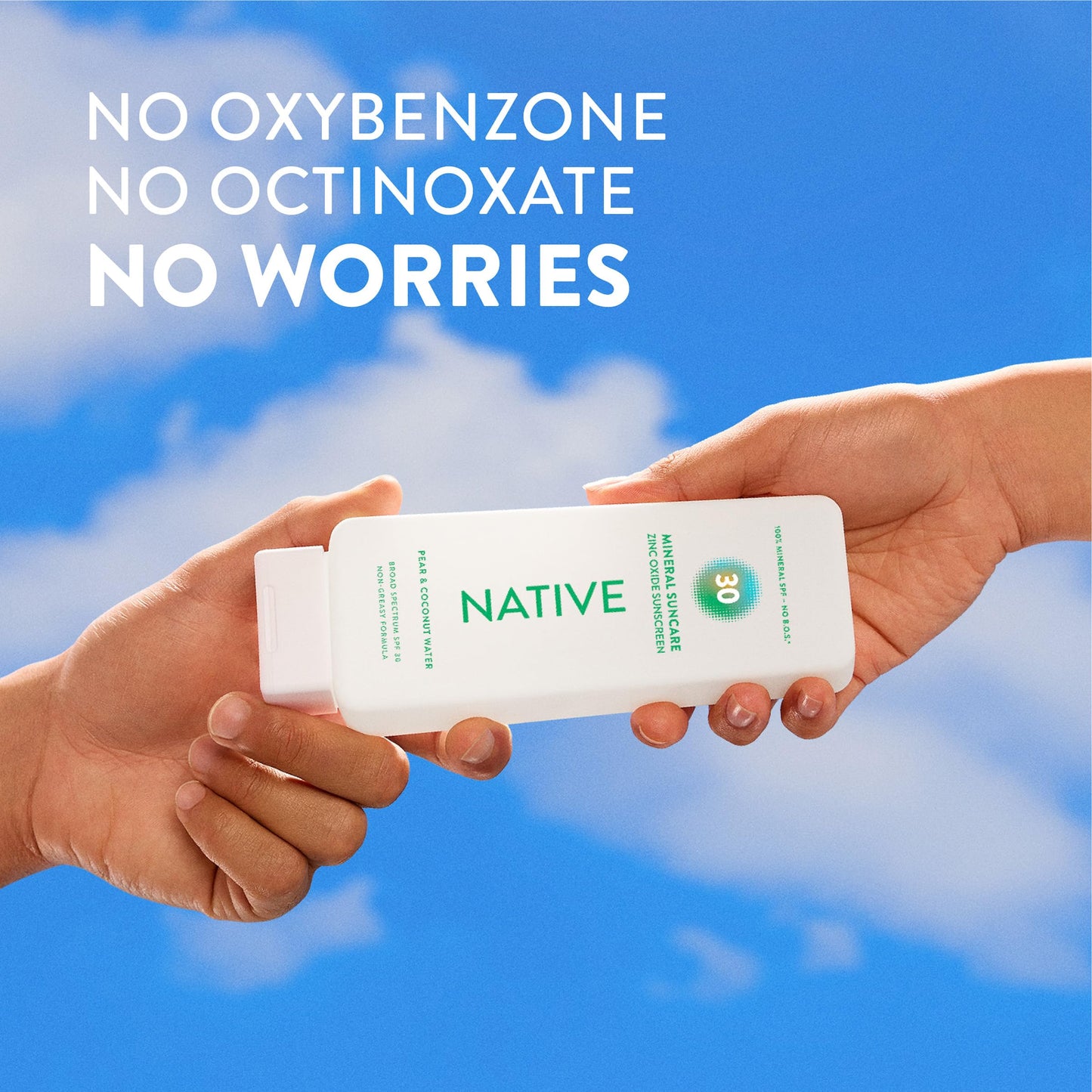 Native Mineral Sunscreen Lotion SPF 30, Pear & Coconut Water Scent, with 100% Mineral Zinc Oxide for Face & Body, Hawaii Compliant, Vegan, No White Cast - 7 oz