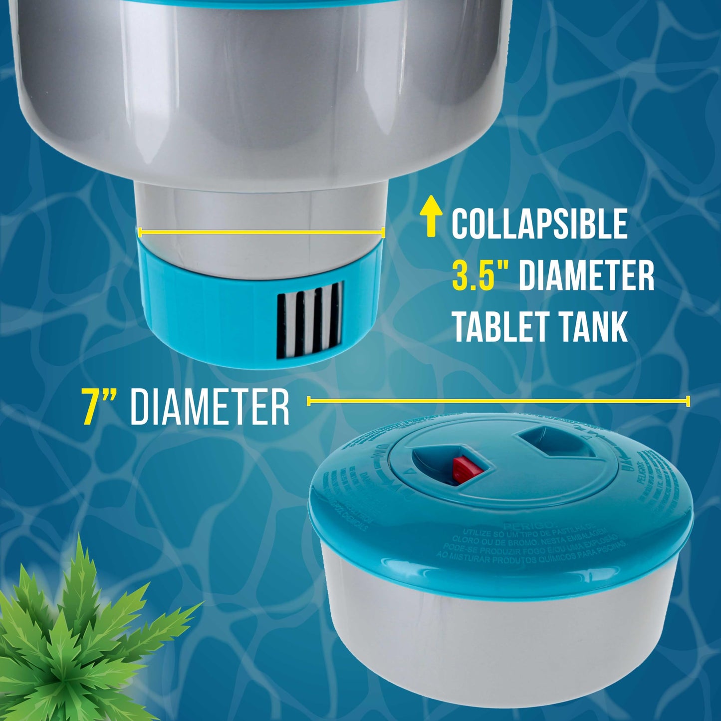 U.S. Pool Supply Pool Chlorine Floater Dispenser with Lid Lock - Large 7" Floating Chlorinator, Holds 3 Tablets - Inground & Above Ground Swimming Pools - Adjustable Flow, Balanced Chemical Delivery