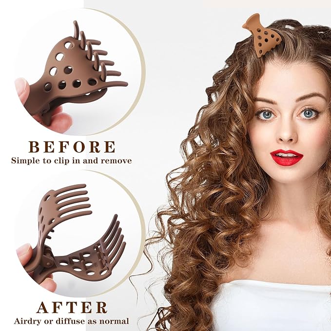 12Pcs Root Lifting Hair Clips for Thick & Thin Hair, Roller Jaw Volume Curly Hair Claw, No Crease Hair Root Lifting Clips for Natural Volume Curls 6 Colors