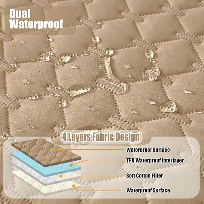 Smiry Waterproof Dog Bed Cover Blanket, Soft Reversible Pet Blanket, Washable Leakproof Cats Dogs Couch Cover for Sofa, Couch, Furniture (30x53 Inch, Camel/Beige)