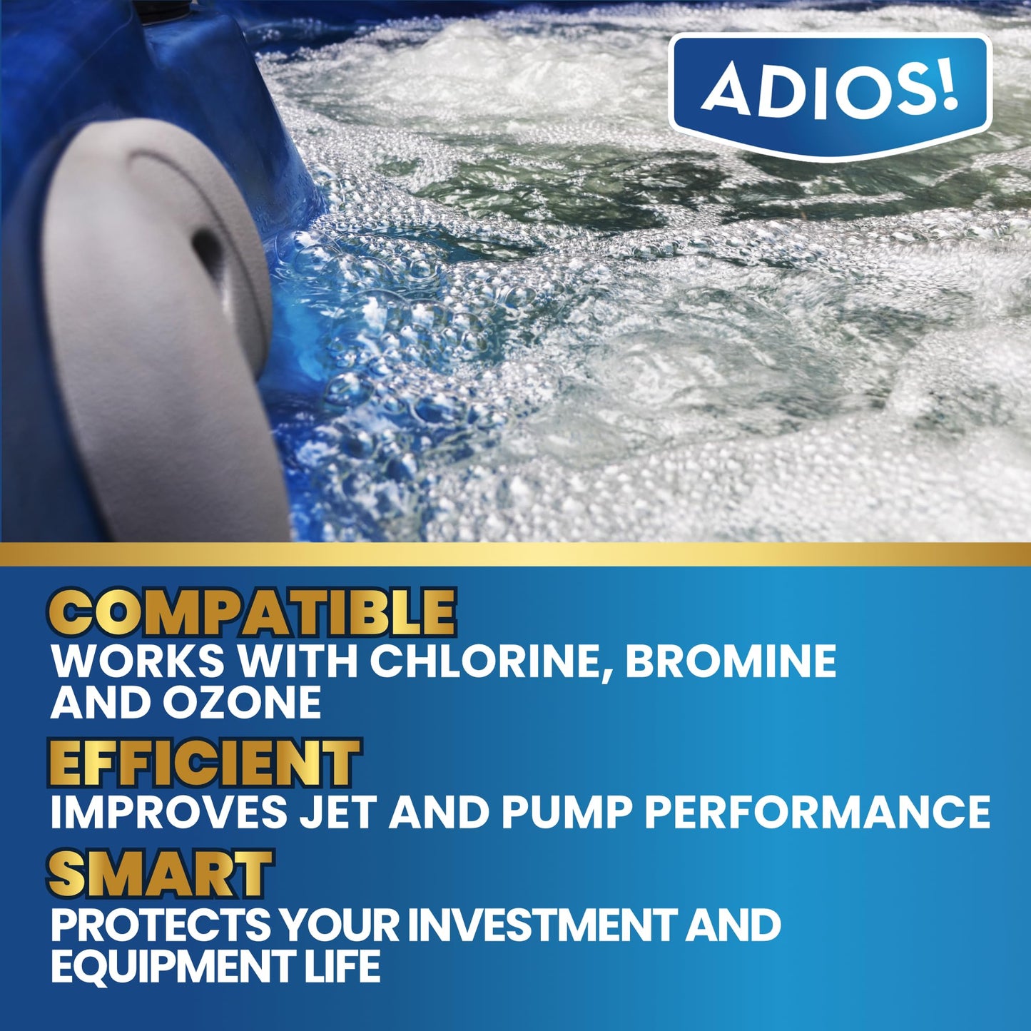 ADIOS! Hot Tub Hard Water Calcium Remover with Scale and Stain Clarifier, Soften Treat and Reduce Spa and Pool Deposits - Quart (32 oz)