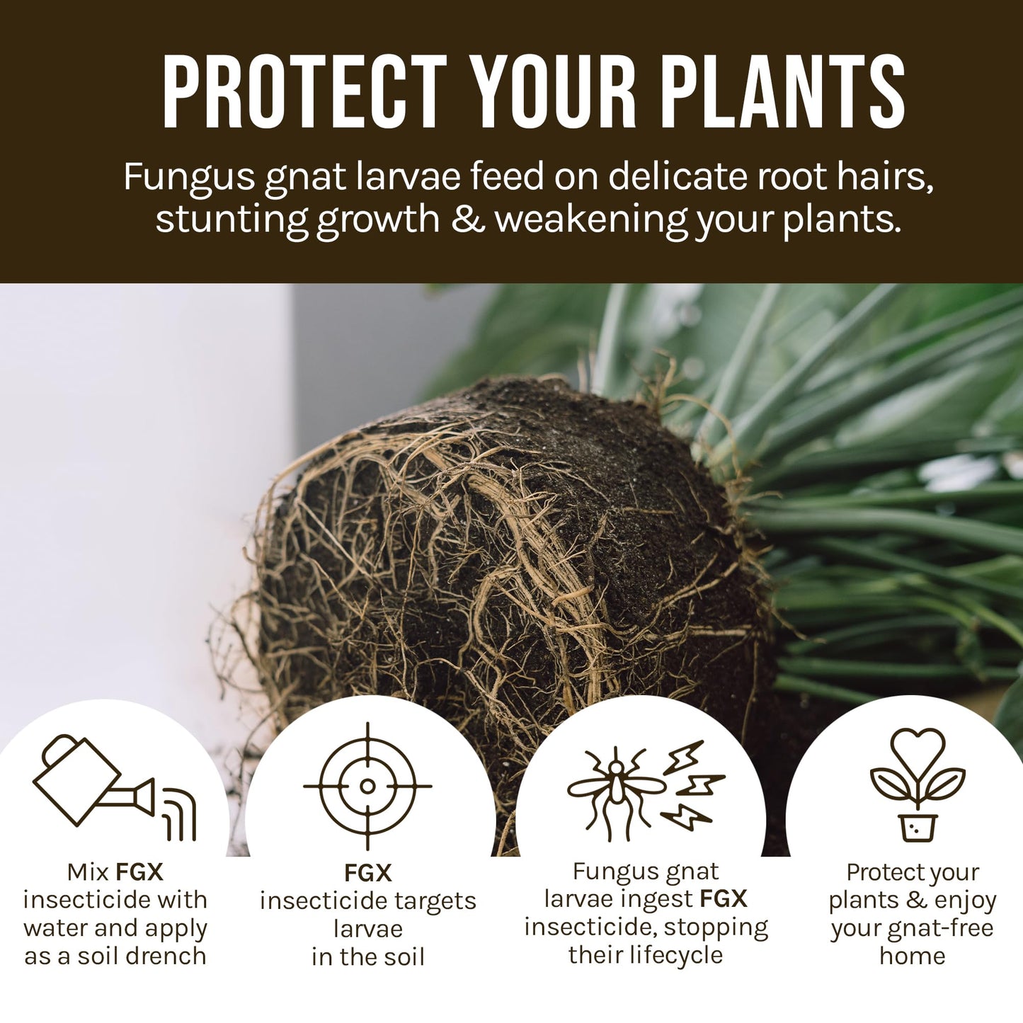 Microbe Life Hydroponics FGX Fungus Gnat Killer, Natural BTi Pest Control for Plants, Indoor Plant Pest Control to Get Rid of Gnats in Houseplants, Safe for Pets & People, 8 Fl Oz