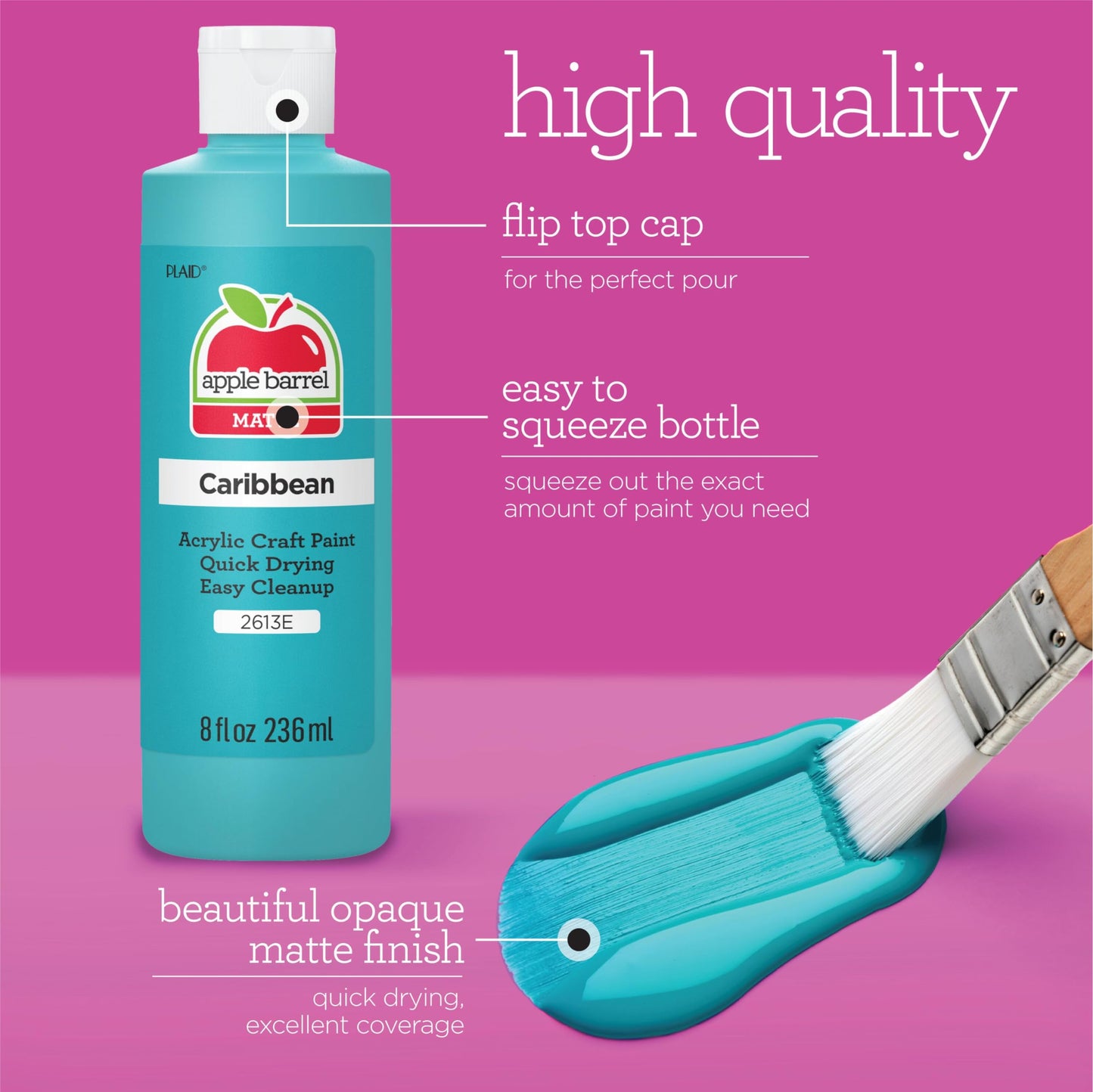 Apple Barrel Acrylic Craft Paint Set, Matte Finish, Set of 8, 8 Fl Oz (Pack of 8), Assorted