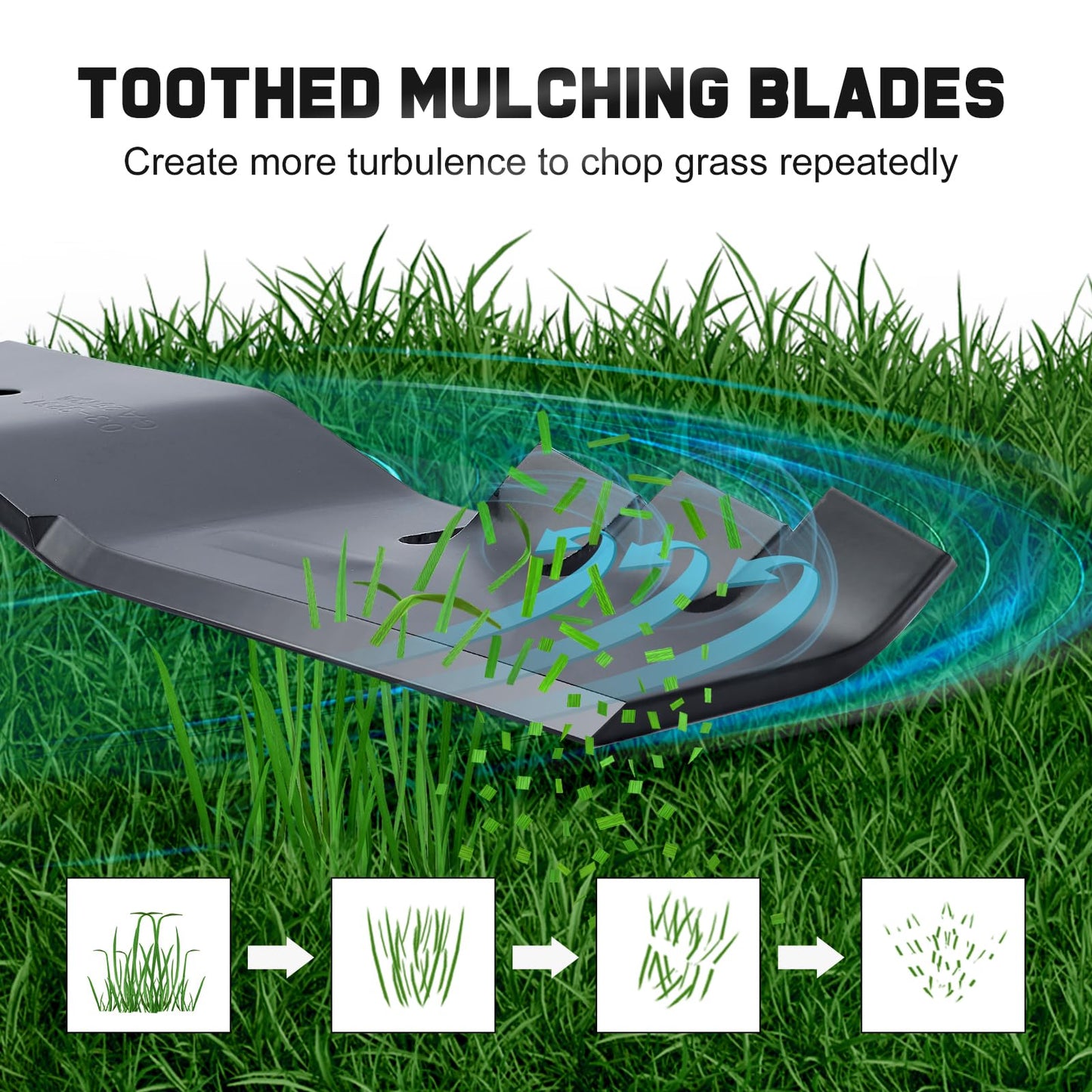 Grasscool 942-0677B Mower Blades with 6-Star Mounting Pattern for Cub Cadet 54 Inch Deck Mower RZT54 RZT-S54 SLT1554 GT1554 LGT1054 GT1054 GTX1054 T310 54'' Zero Turn Lawn Tractor (Toothed Mulching)