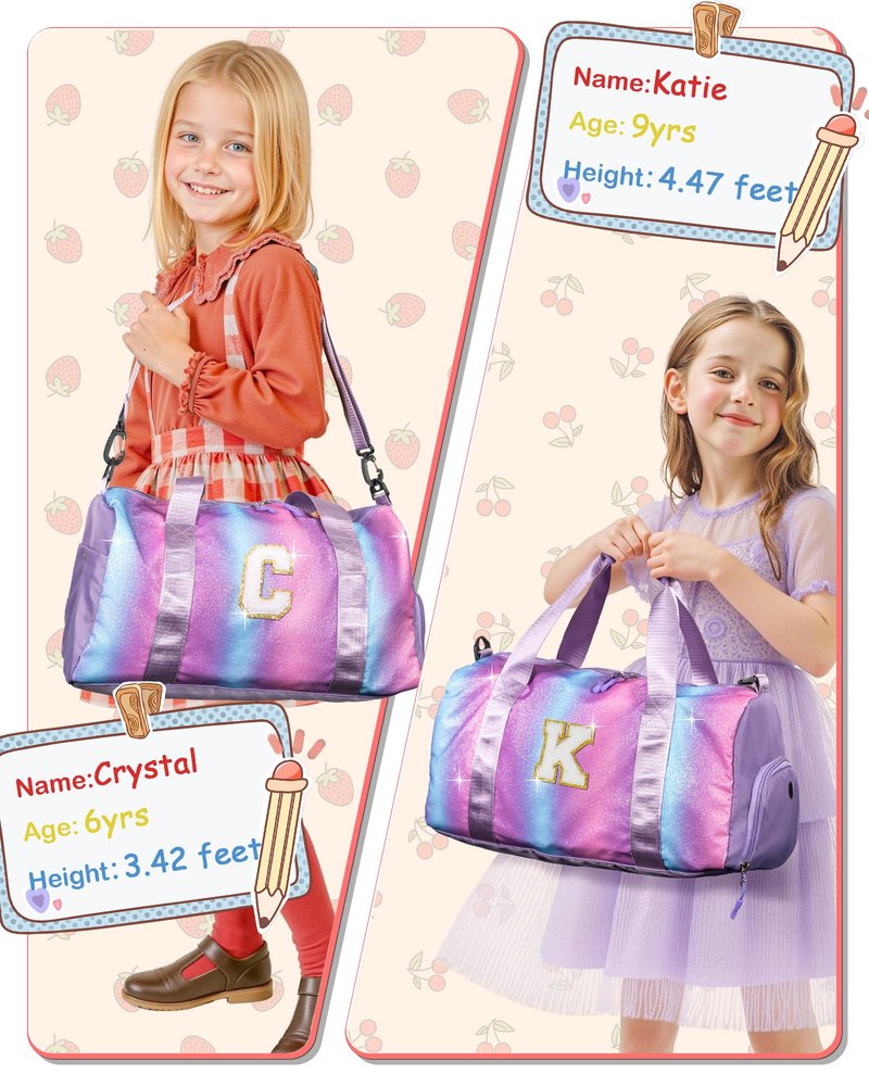 Vogewood Girls Trip Gifts for Kids-Girl Gym Bag with Shoe Compartment, Kid Personalized Weekender Overnight Bags, Initial Travel Tote with Makeup Pouch, Valentines Day Gift (Letter P)