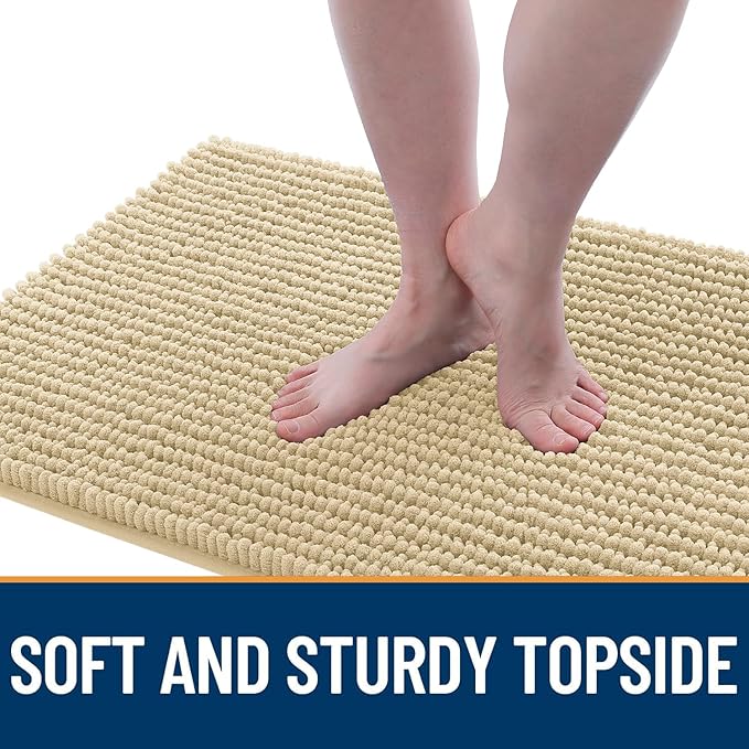 OLANLY Dog Door Mat for Muddy Paws 34x21, Ultra Absorbent Chenille Mud Doormat, Non-Slip Washable and Dirt Trapping Doormat for Indoor Entryway, Quick-Dry Indoor Pet Bed Mats for Dogs, Sand