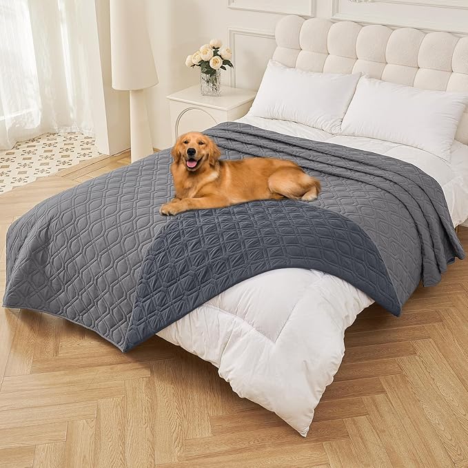 Smiry Reversible Waterproof Couch Covers for Sofa, Washable Dogs Pet Couch Covers for 3 Cushion Sofa Pet Friendly, Water Resistant Furniture Protector Slipcover, Geometric (82"x120", Grey/Dark Grey)
