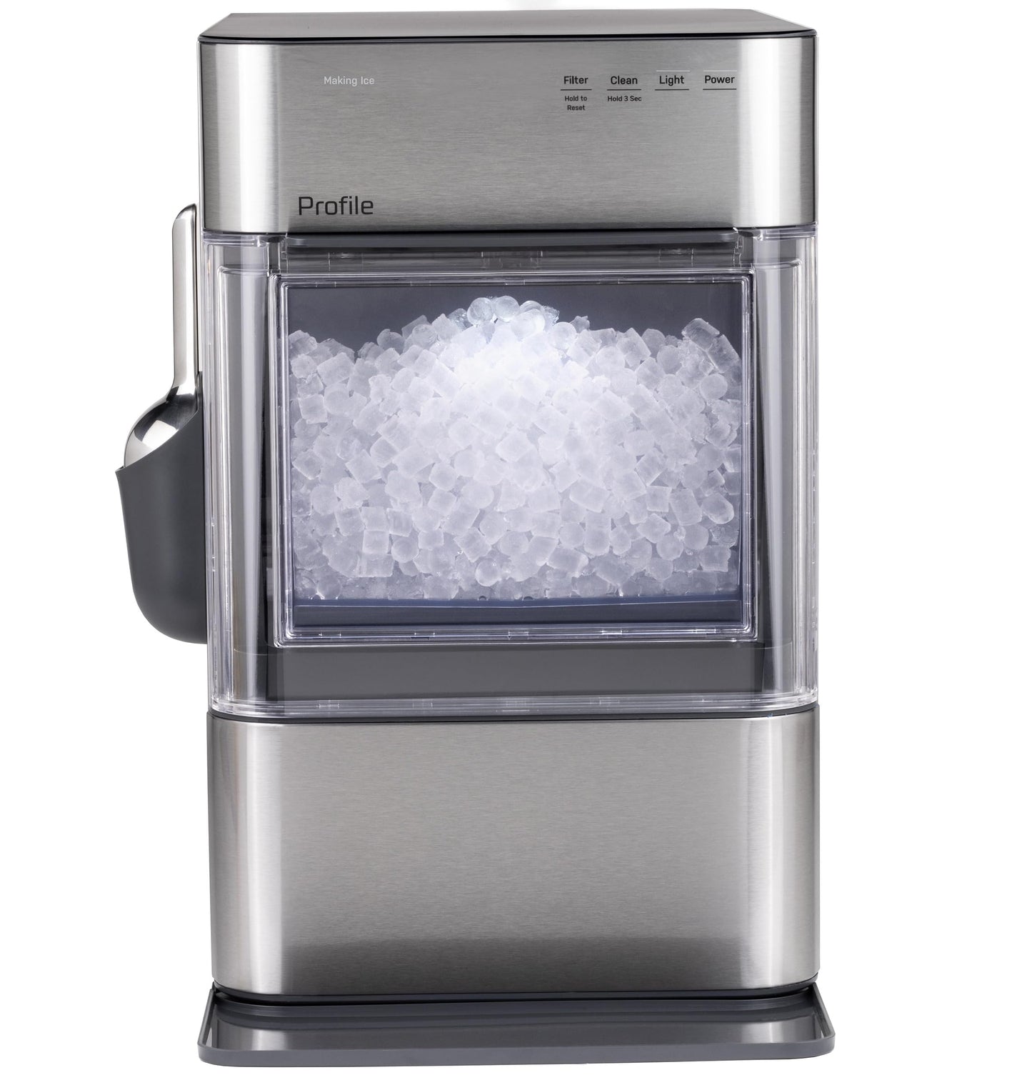 GE Profile Opal 2.0 Ultra Nugget Ice Maker with Scale Inhibiting Filter, Scoop Included, 38 lbs in 24 Hours, Pellet Ice Machine with WiFi & Smart Connected, Stainless Steel