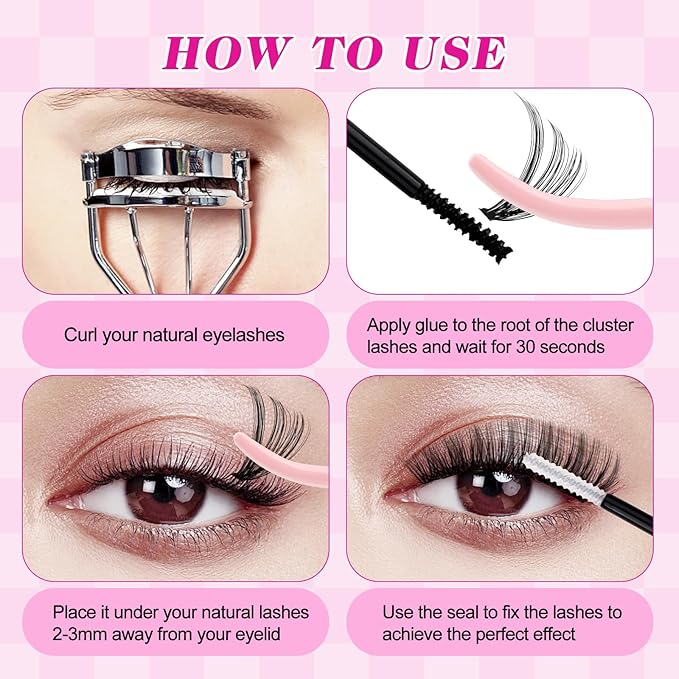FADLASH DIY Lash Clusters Individual Eyeslash Extensions D Curl 280PCS Natural Eyelash Clusters Soft Band Wispy Volume Eyelash Extension for Beginners DIY at Home (40D-0.07-D, 8-16mm)