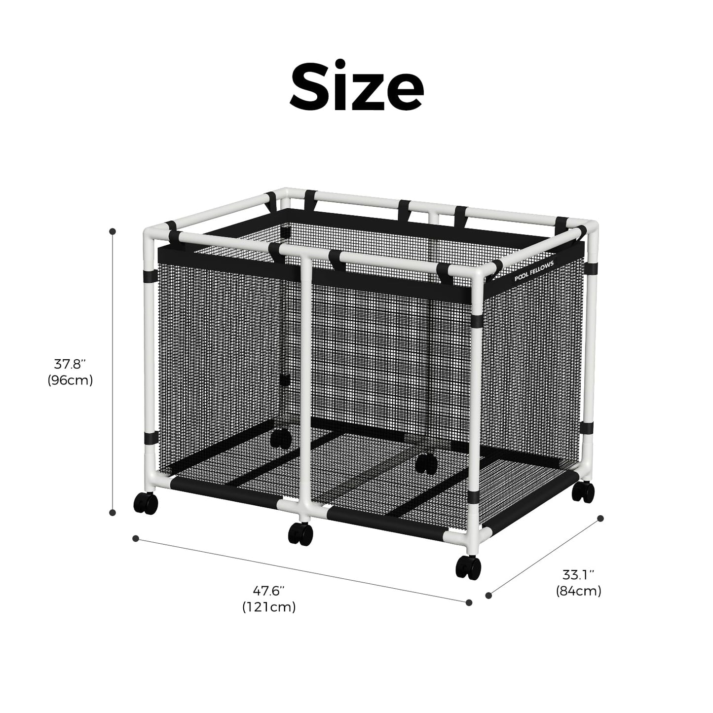 POOL FELLOWS Pool Storage Bin, 214 Gallons, Holder for Noodles, Toys, Floats, Towels, Large Mesh Organizer for Swimming Equipments, Max Style