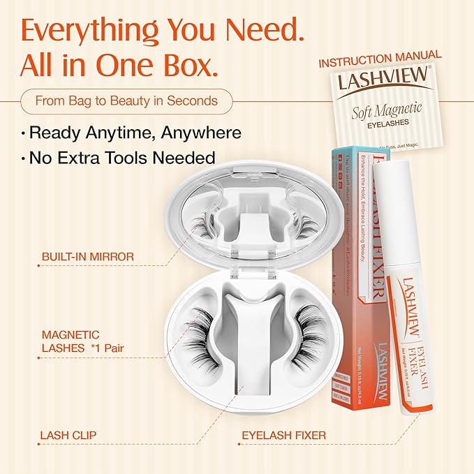 LASHVIEW Upgrade Magnetic Eyelashes with Applicator Soft Magnetic Eyelashes Natural Look Reusable No Glue Needed Easy to Wear and Remove (YT48)