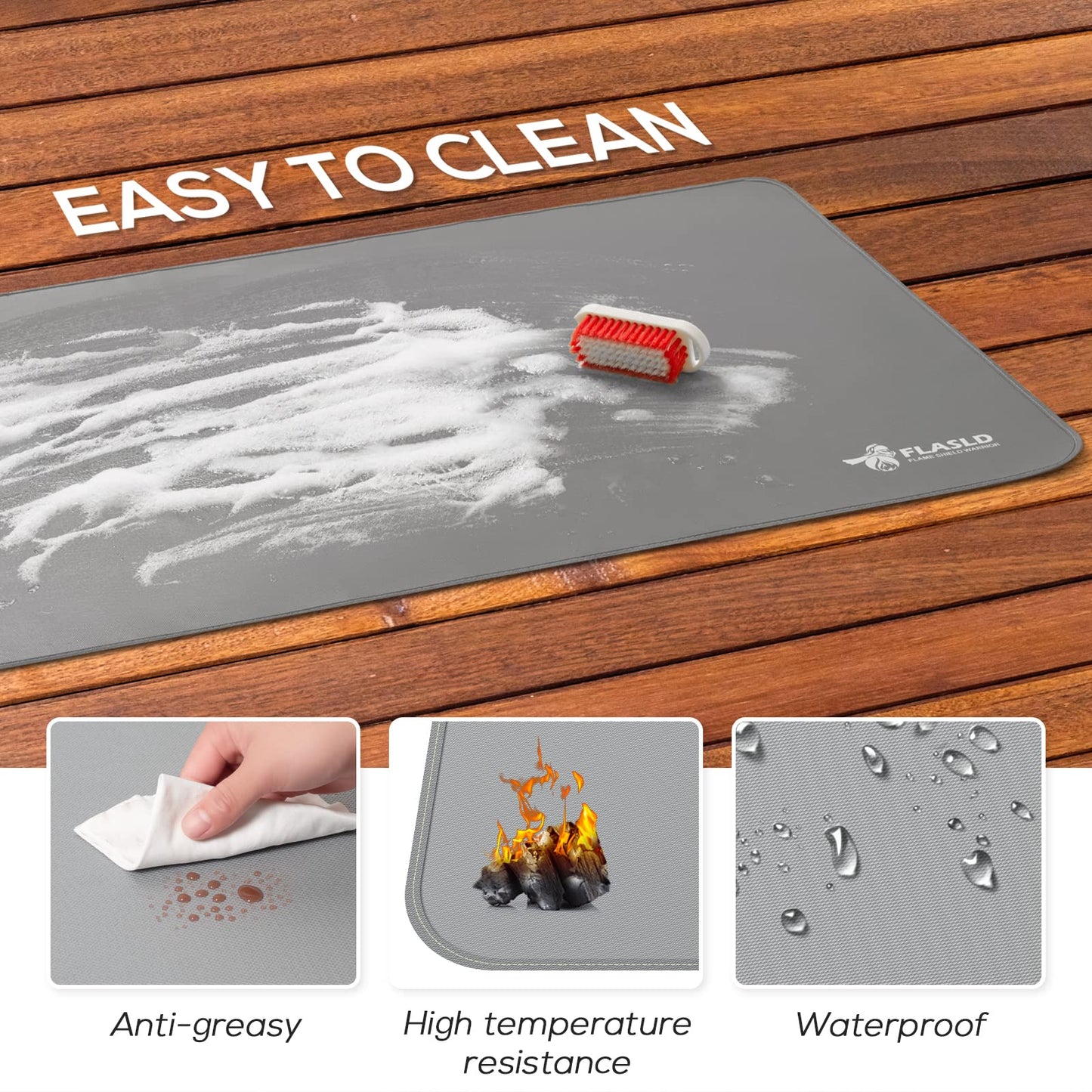 FLASLD Stove Top Covers, Heat Resistant Glass Stove Top Mat, Ceramic Glass Cooktop Protector Expands Usable Space, Reusable and Easy to Clean, Gray-20×24 inch