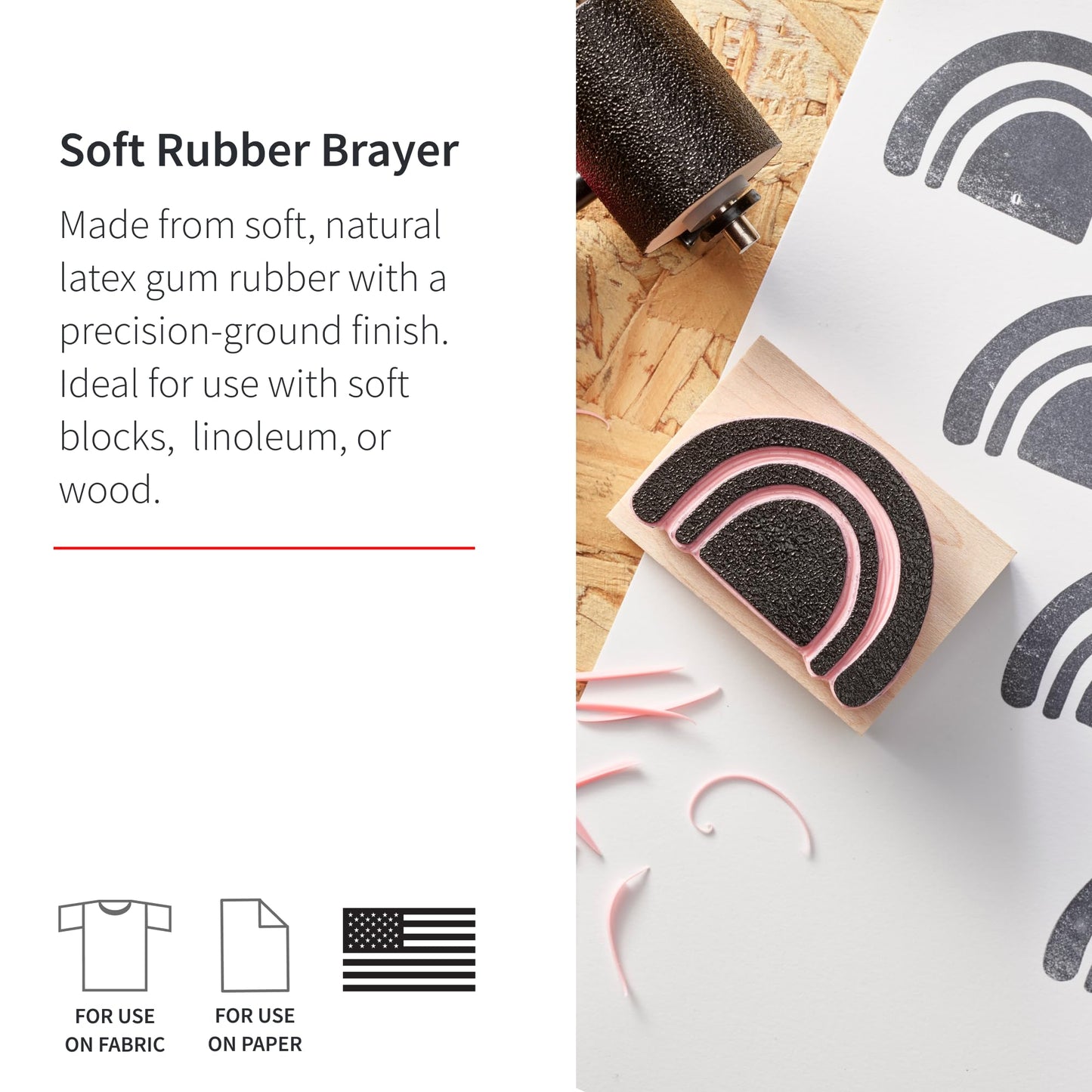 Speedball Soft Rubber Brayer, 3-Inch - Printmaking Roller Tool for Gel & Block Printing and Crafting - Made in USA