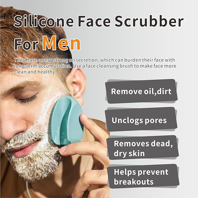 Soft Silicone Face Scrubber with Body Scrubber for Shower Gentle Exfoliating-Facial Exfoliator Scrubber Brushes for Sensitive Skin Deep Cleansing- Gift Women Men Skin Care Tool