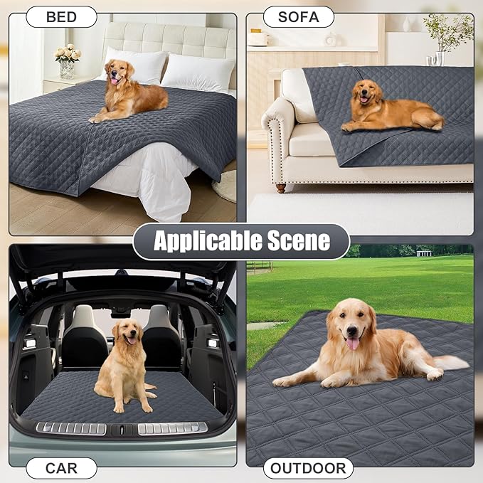Smiry Waterproof Dog Bed Cover Pet Blanket, Soft Washable Dog Blanket for Furniture Bed Couch Sofa Reversible, Checkered (40"x50", Dark Grey/Dark Grey)