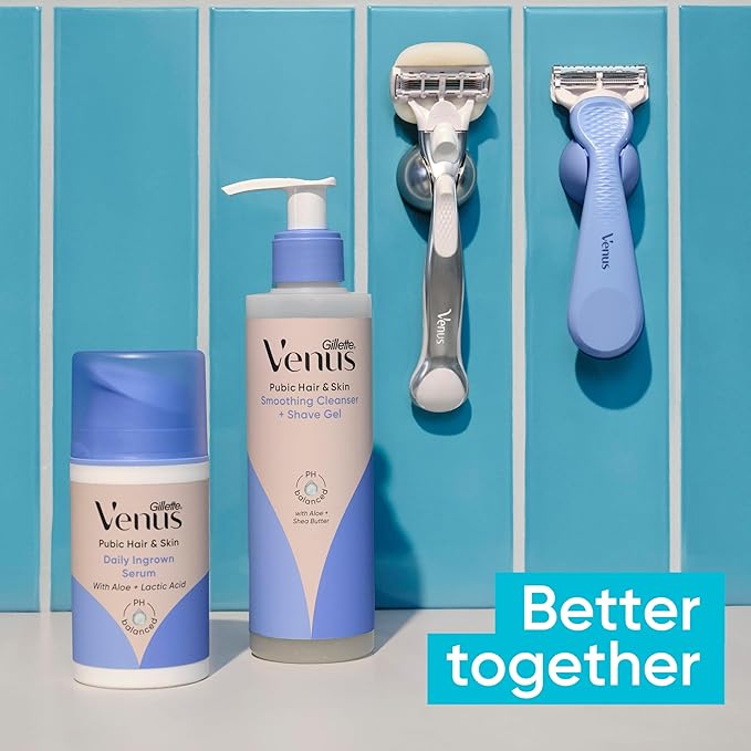 Gillette Venus Intimate Grooming Women's Razor for Pubic Hair and Skin, Bikini Razor, Handle + 3 Razor Refills