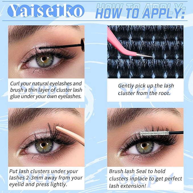 Lash Clusters 140D Thick Eyelash Clusters 12-25mm Wispy Individual Mega Volume Lashes D Curl Long Cluster Eyelash Extensions 256Pcs DIY Lash Extension at Home, by Yaiseiko(Plant Fiber)