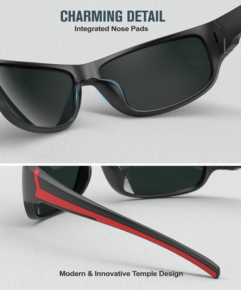 KALIYADI Polarized Sunglasses-for-Men Sports Sunglasses: Mens Sun Glasses with UV400 for Running Fishing Golf
