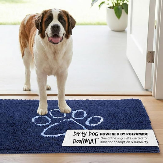 Dog Gone Smart Dirty Dog Doormat - Fast Drying Rug with Super Gripper Backing for Clean Floors - Super Absorbent and Machine Washable Mat for Muddy Paws - Bermuda Blue